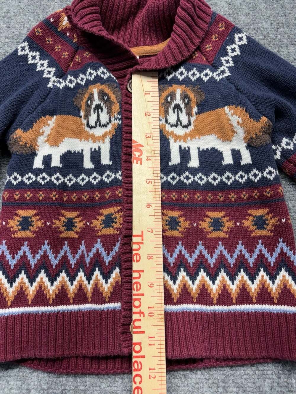 Gymboree Playful Pups Saint Bernard Fair Isle Cardigan Sweater 3T-100% Cotton - Picture 3 of 10
